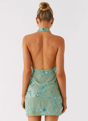 Minivestido Monet con abalorios - Menta