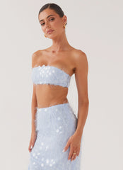 Top tipo bandeau de lentejuelas texturizadas Kyleigh - Lavanda empolvada