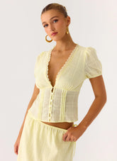 Camisa abotonada Sweet Lullaby - Amarillo limón
