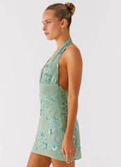 Minivestido Monet con abalorios - Menta