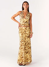 Falda maxi tiro bajo Call Me - Cebra amarilla