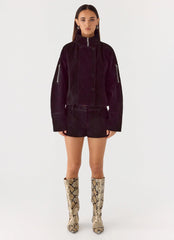 Chaqueta de ante sintético Marlow - Negra
