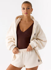Shorts de Moletom Low Rise Signature - Creme