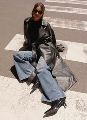 Gabardina Midi de Piel Sintética Out On The Town - Negra