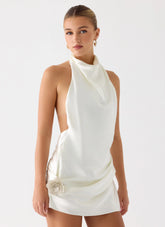 Minivestido Play It Out con cuello desbocado - Marfil