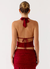 Top halter jacquard Farruko - Cereza oscuro