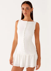 Minivestido de lino Meggie - Blanco