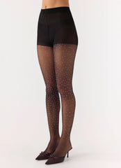 Medias Frosted Kisses Diamonte de 12 deniers – Negro con brillo plateado