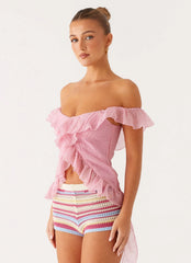 Top Dylan sin hombros - Rosa