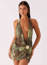 Minivestido Eleanora Plunge - Estampado Cibernético Floral
