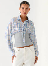 Camisa Aceleradora com Cós - Xadrez Azul