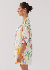 Camisa Oversize de Lino Tallulah - Palma de Verano