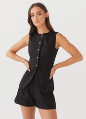 Pantalón corto de lino Born For Bordeaux - Negro