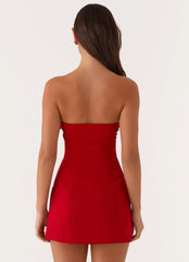 Minivestido Patsie sin tirantes - Rojo
