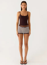 Minishorts Danni - Rayas chocolate