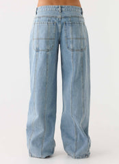 Jeans anchos de tiro bajo Johnny - Lavado azul claro