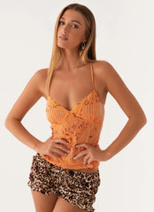 Top de tirantes Kamilla con lentejuelas - Naranja