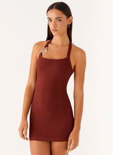 Minivestido de canalé Magda - Marrón
