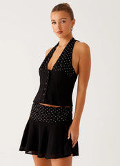Top halter Devoted - Lunares negros