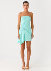 Minivestido Ocean Dream sin tirantes - Turquesa