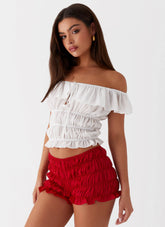 Shorts Curto Drapeado Girls Like Us - Vermelho