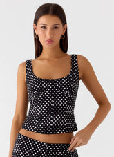 Top Bustier Coastline - Lunares negros