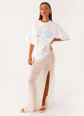 Camiseta com Estampa Grande "Born To Have Fun" - Azul Shell