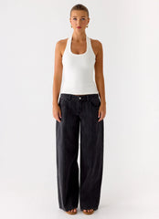 Top Nauton acanalado estilo halter - Blanco