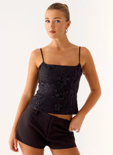 Top de punto Love Me - Negro