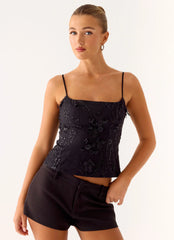 Top de punto Love Me - Negro