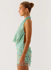 Minivestido Outlaw con abalorios - Aqua menta