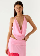 Top de cuello vuelto Sweet Charm - Rosa bebé