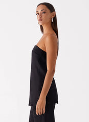 Top de tubo Zoey de satén - Negro