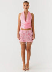 Minifalda con cuentas y lentejuelas Iglesias - Rosa