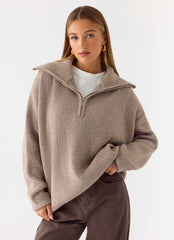 Jersey de punto Eirena con cremallera en el cuello - Canela