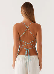 Top de tirantes de lentejuelas Kamilla - Azul