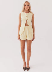Shorts de Linho Born For Bordeaux - Lemon