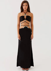Top halter de cuentas Neveah - Negro