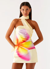 Minivestido de satén Isa - Amarillo frangipani