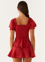 Top de mangas abullonadas Hundred Percent - Rojo