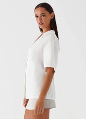 Hadley Open Back Short Sleeve Shirt - White