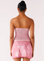 Top de crochet Galia - Rosa