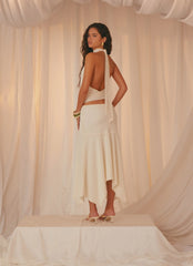 Falda midi de tiro bajo Evaden - Marfil