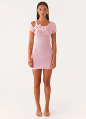 Minivestido de ganchillo Camryn - Rosa