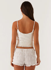 Top de tirantes con lentejuelas Britta - Blanco