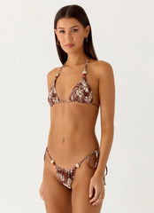 Top de bikini Saga con abalorios - Marrón Espresso