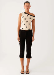 Blusa de Um Ombro Só Blind Faith Flock - Creme