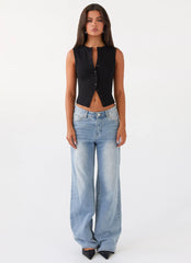 Top de tirantes abotonado Blair - Negro