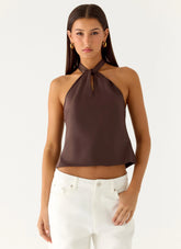 Top con pañuelo Maddox - Chocolate