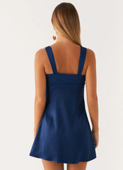 Minivestido Odette de satén - Azul marino